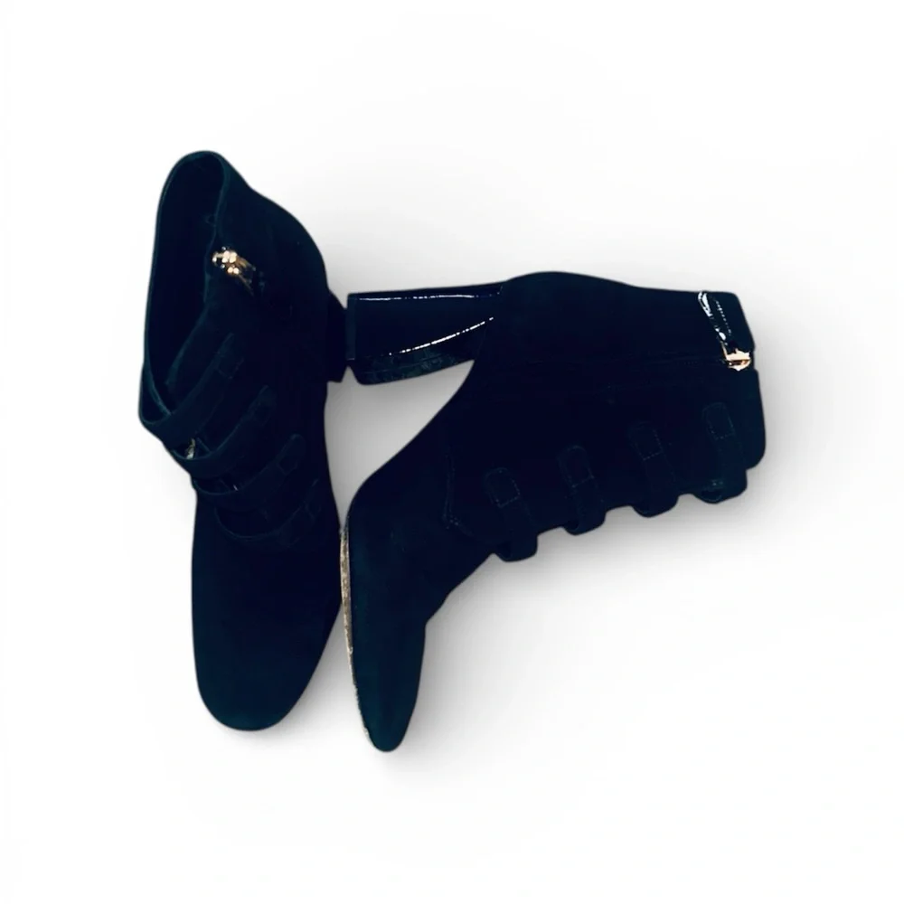 Tory Burch Black Booties with Gold Buckles - Picture 5 of 9